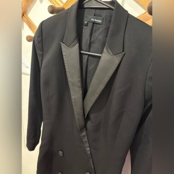 The Kooples Leather Trimmed Tuxedo Dress - Picture 4 of 15